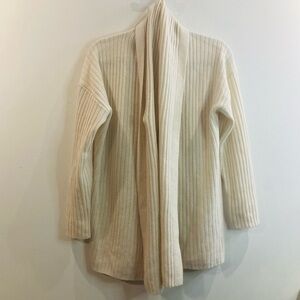 BABATON Sz M By Aritzia 100% Cashmere Ribbed Turned Collar  Open Front Cardigan